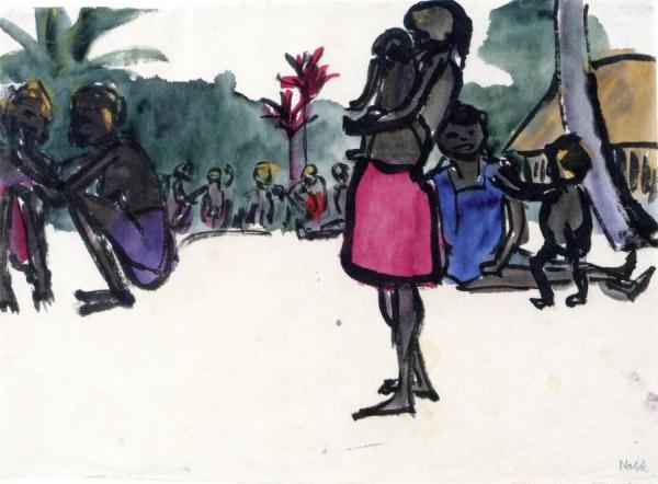 Natives In The Village by Emil Nolde