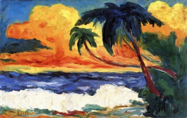Palm Trees By The Sea by Emil Nolde