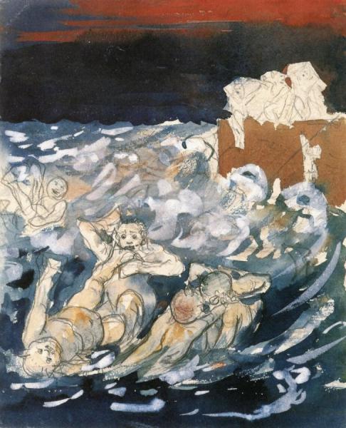 Play Of Waves (preliminary Sketch) by Emil Nolde