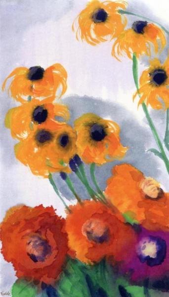 Poppies And Sun Hats by Emil Nolde