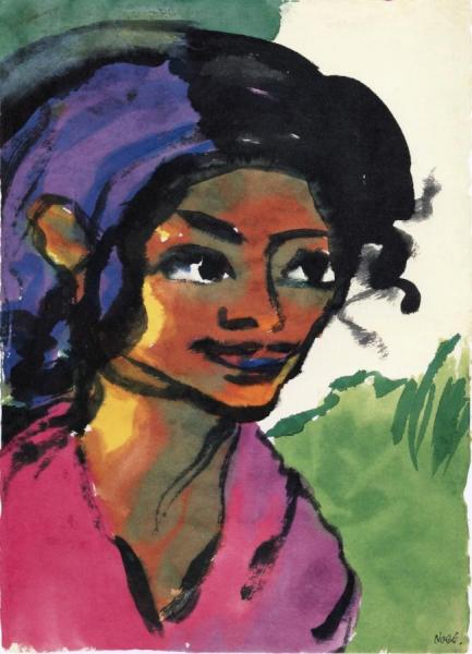 Portrait Of A Girl by Emil Nolde