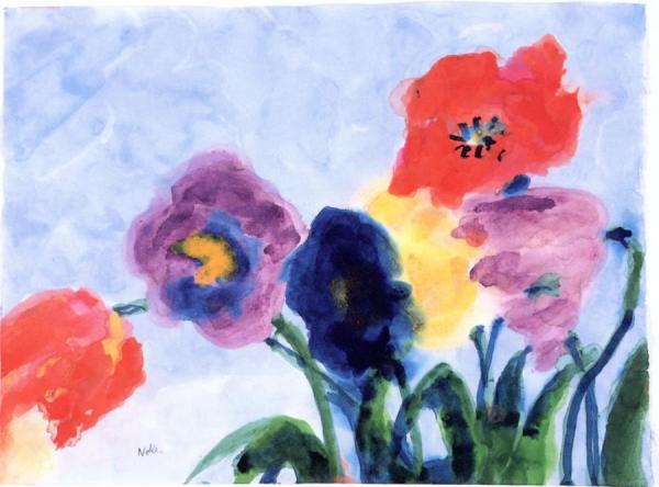 Red And Blue Poppies by Emil Nolde