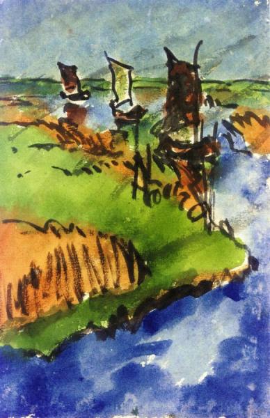 Sailing Boats On The Ruttebüll Lake by Emil Nolde Oil Painting Reproductions