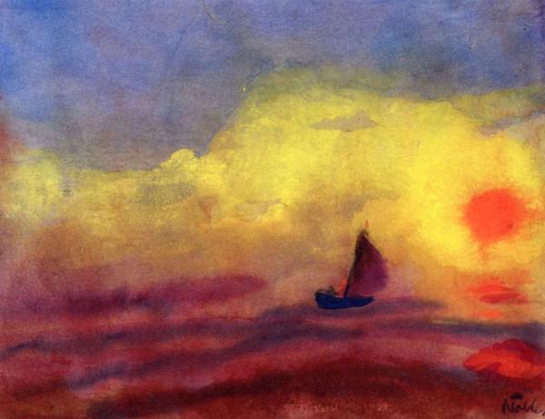 Sailors And The Sinking Sun by Emil Nolde