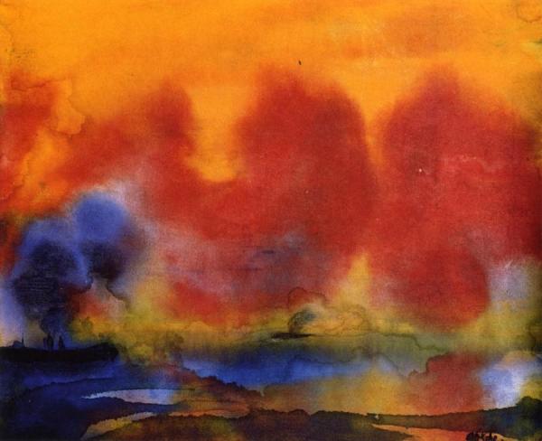 Sea And Steamer Under A Red Sky by Emil Nolde