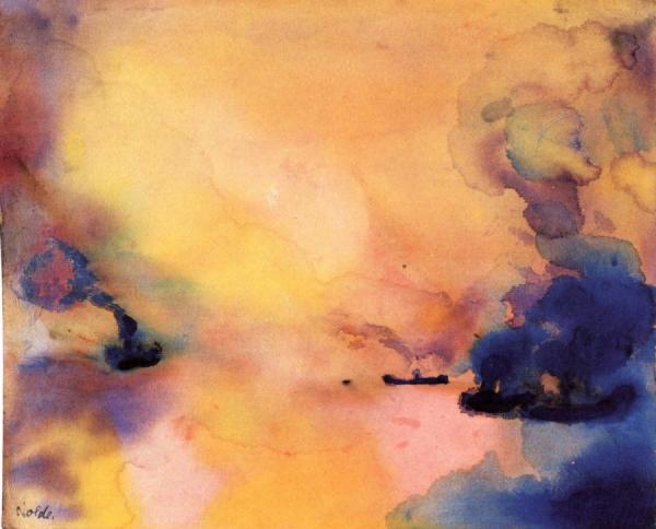 Sea With Four Small Steamships by Emil Nolde