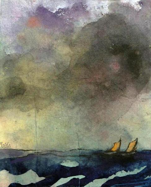 Sea With Two Sailboats by Emil Nolde