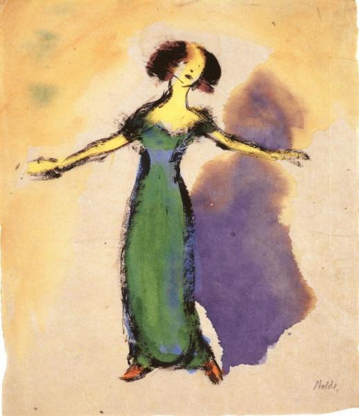 Singer In Green Dress by Emil Nolde