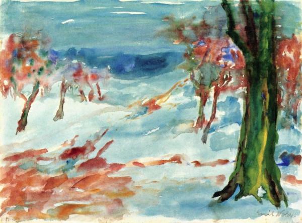 Snowy Landscape With Trees by Emil Nolde