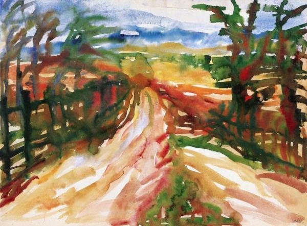 Street With Fence And Trees by Emil Nolde