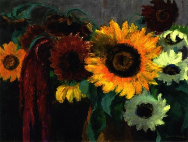 Sunflowers And Foxtail by Emil Nolde Oil Painting Reproductions
