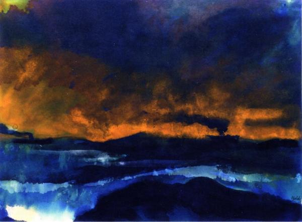 The Sea With Steamships Under A Yellow Sky by Emil Nolde