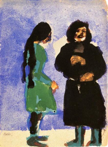 Theater Scene, Girl In A Green Dress by Emil Nolde
