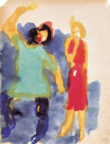 Theater Scene With Alexander Moïssi by Emil Nolde