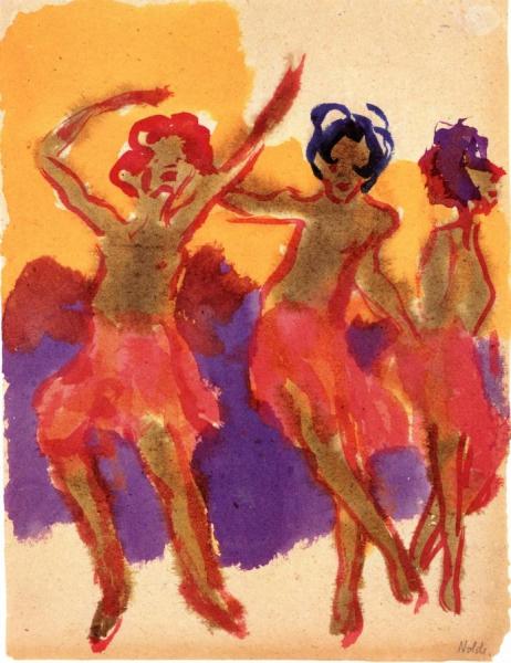 Three Dancing Girls by Emil Nolde