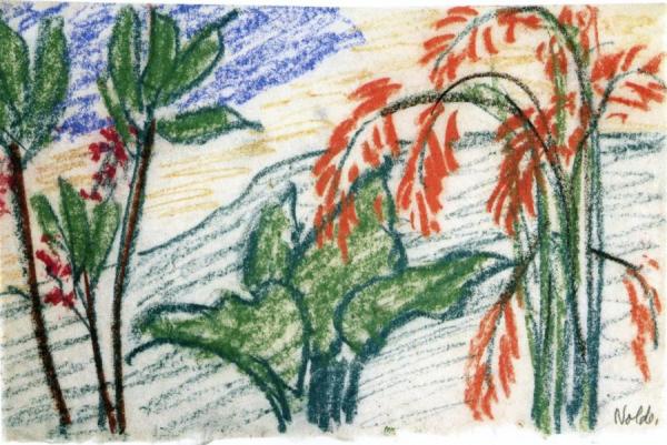 Tropical Plants (red Blossoms) by Emil Nolde