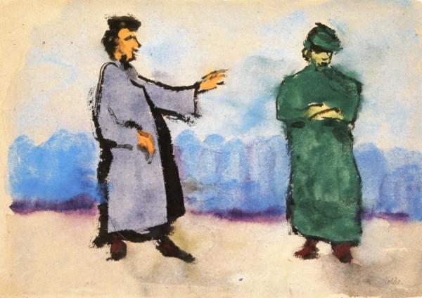 Two Figures, Violet And Green by Emil Nolde