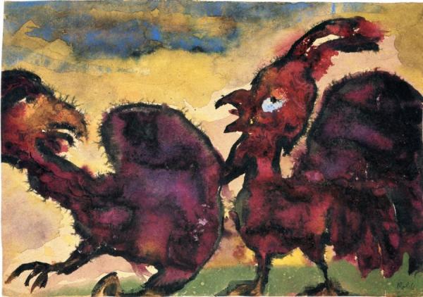 Two Roosters by Emil Nolde
