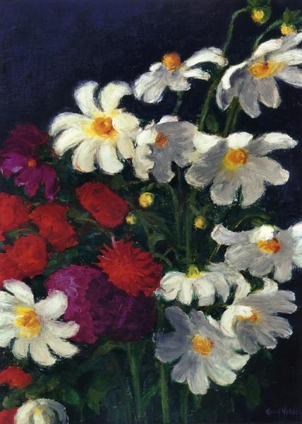 White And Red Dahlias by Emil Nolde