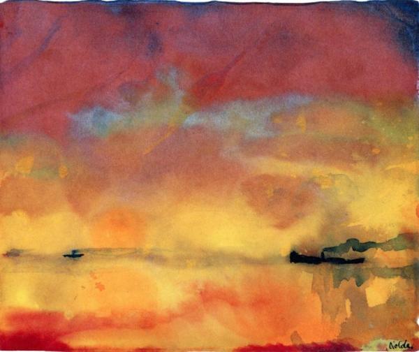 Yellow Sea With Small Steamships by Emil Nolde