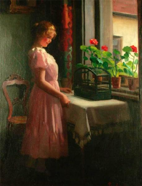 A Girl In A Pink Dress by Emil Pap