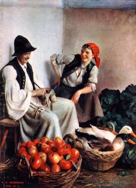 Boy With A Pipe, Girl With A Goose by Emil Pap