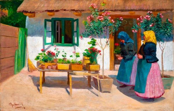 Courtyard With Oleanders by Emil Pap