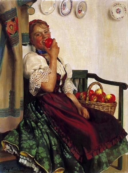 Girl Eating An Apple by Emil Pap Oil Painting Reproductions