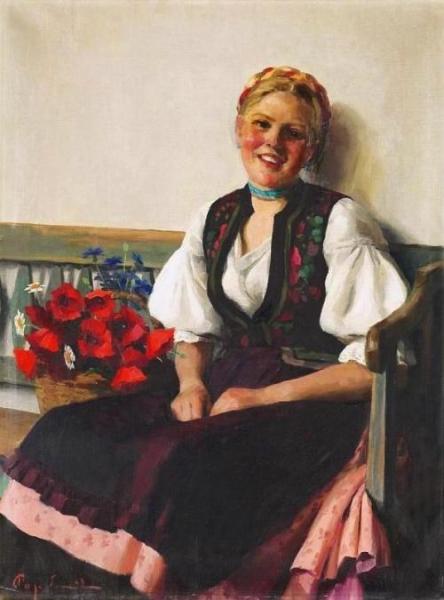 Girl With Poppies by Emil Pap