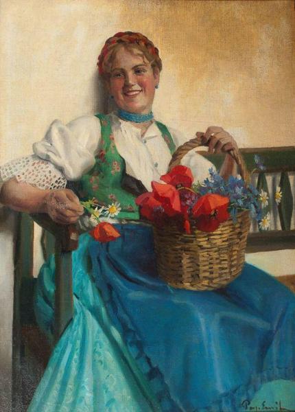 Girl With Poppies by Emil Pap