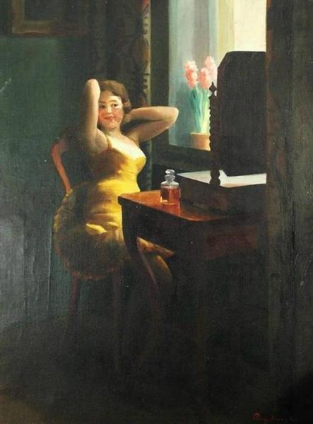 Woman Sitting In Front Of A Mirror by Emil Pap