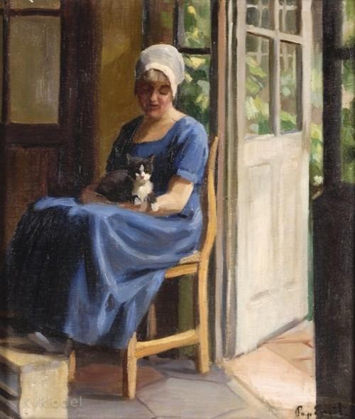 Woman With Cat by Emil Pap