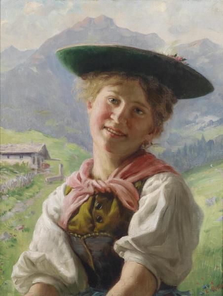 Emil Rau Girl In The Mountain Landscape