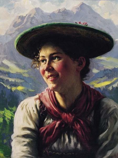 Emil Rau Girl In The Tyrolean Mountains