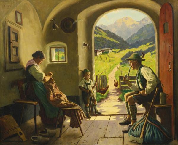 Summer In The Tyrol by Emil Rau Oil Painting Reproductions