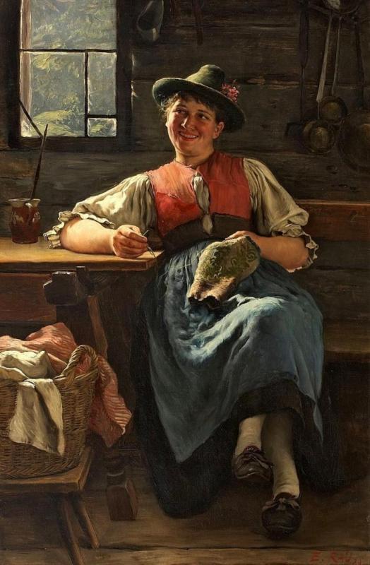 Emil Rau Young Woman Sewing