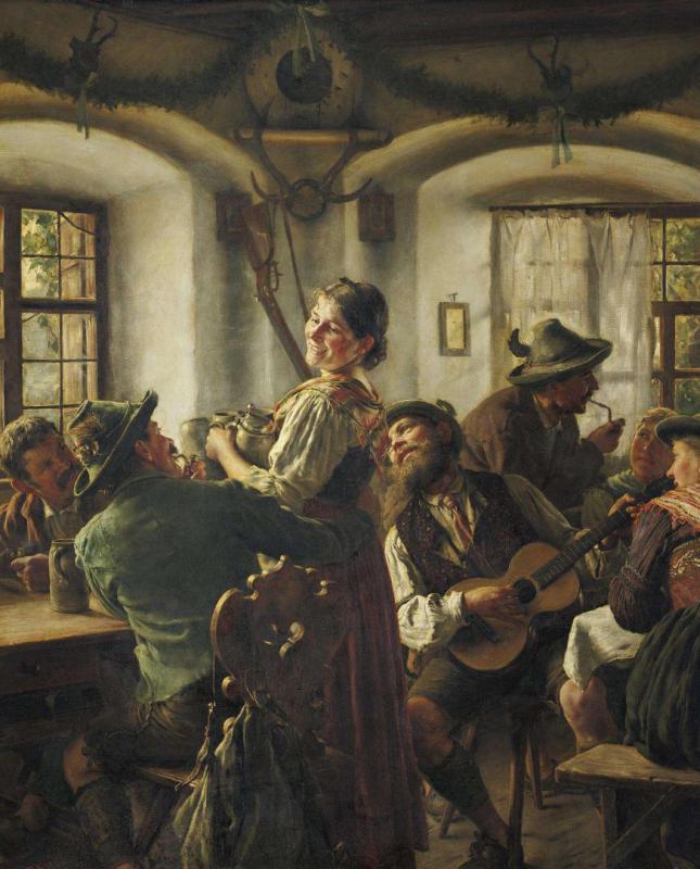 Inside A Bavarian Tavern, 1891 by Emil Rau