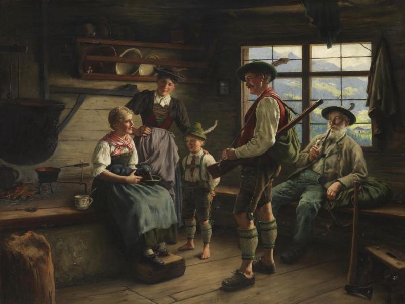 The Hunter's Rest On The Mountain, 1919 by Emil Rau