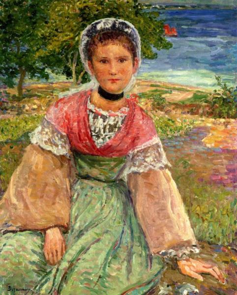 Young Breton Woman by Emile Alfred Dezaunay