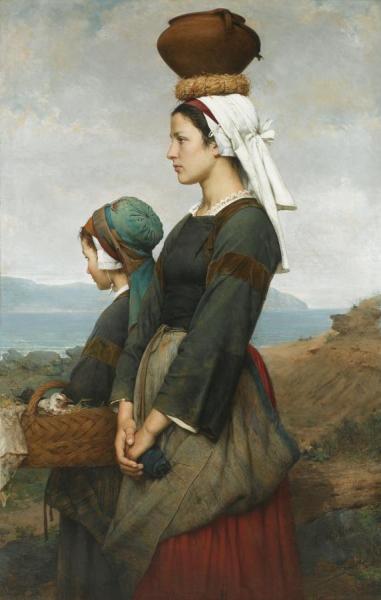 Le Chemin Du Marché, Finistère by Emile Auguste Hublin