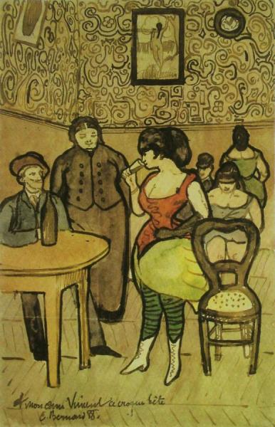 Brothelscene "a Mon Ami Vincent. Ce Croqui Bête" by Emile Bernard