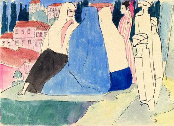 Constantinople, Women Beside Gravestones by Emile Bernard