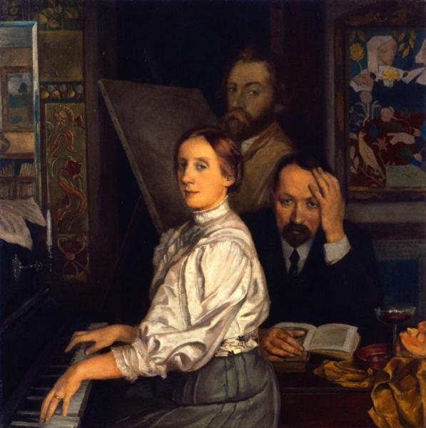 Portrait Of Andries Bonger, His Wife And Emile Bernard by Emile Bernard
