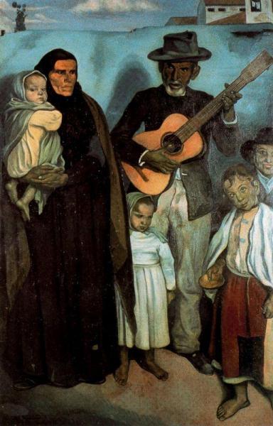 Spanish Street Musician And His Family by Emile Bernard
