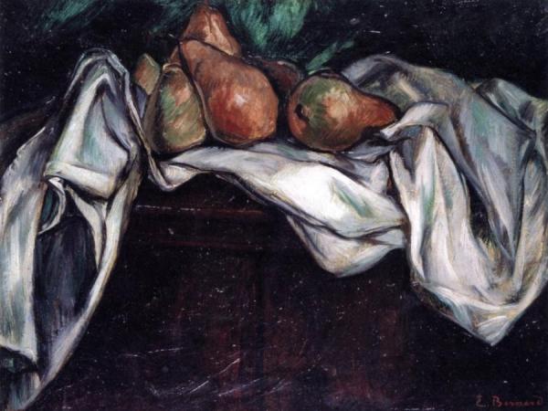 Still Life With Pears On A White Tablecloth by Emile Bernard