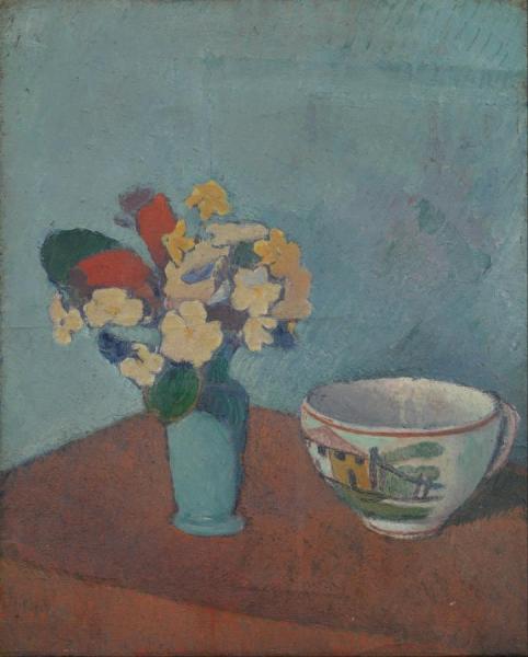 Vase With Flowers And Cup by Emile Bernard