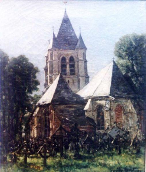 Church At Courierres by Emile Breton