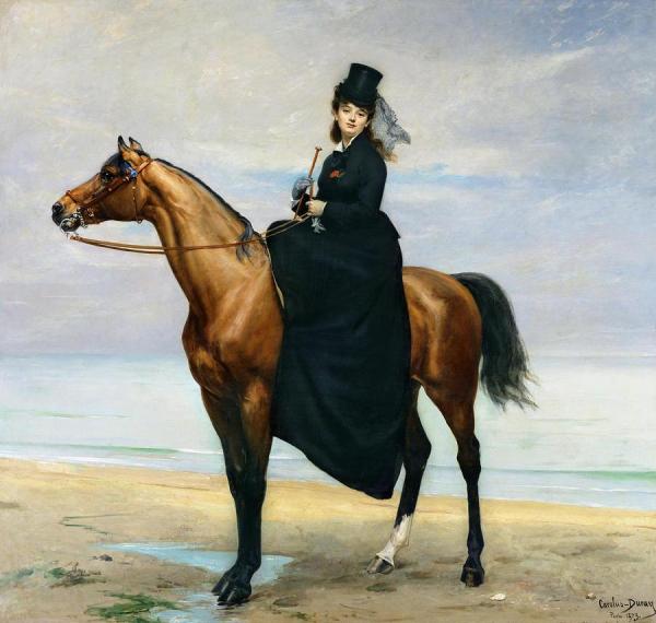 Equestrian Portrait Of Mademoiselle Croizette by Emile Carolus-duran