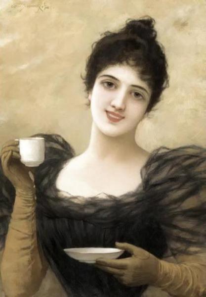 Lady With Coffee Cup by Emile Eisman-semenowsky