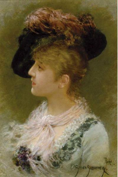 The Feathered Hat by Emile Eisman-semenowsky